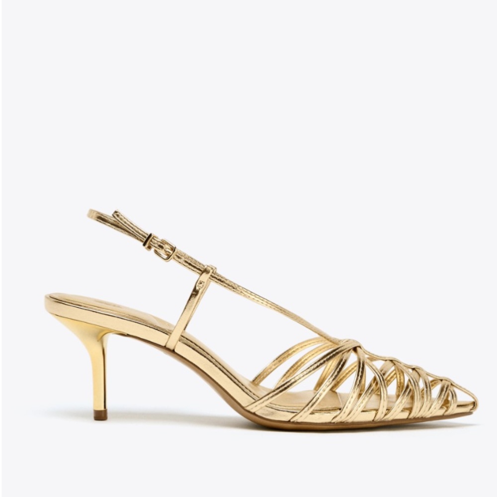 ZARA Metallic Effect Heeled Slingbacks - Picture 2 of 5
